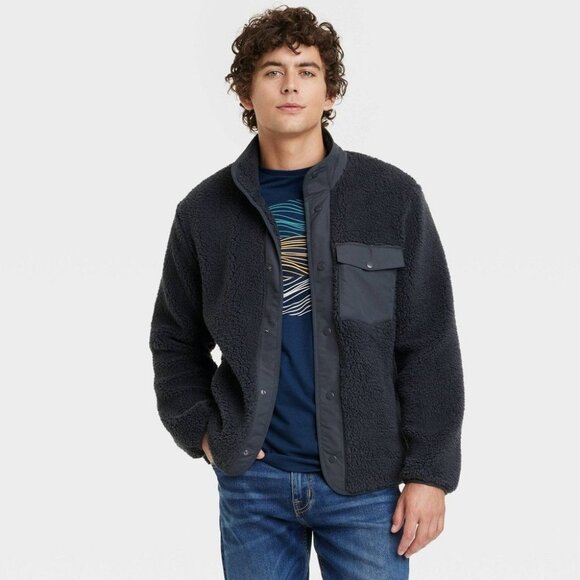 Goodfellow Other - NWT Men's L High Pile Fleece Faux Fur Jacket - Goodfellow & Co™ Dark Gray